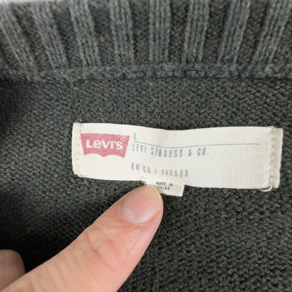 Levi's Sweater Mens Large Multicolor Stripe‎ 100% Cotton Crewneck Pullover - Picture 4 of 7